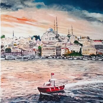 Painting titled "ISTAMBUL" by Christian Garnier, Original Artwork, Acrylic Mounted on Wood Stretcher frame