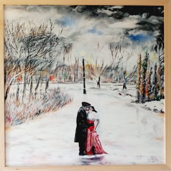 Painting titled "COUPLE  GORKY PARK…" by Christian Garnier, Original Artwork, Acrylic Mounted on Wood Stretcher frame