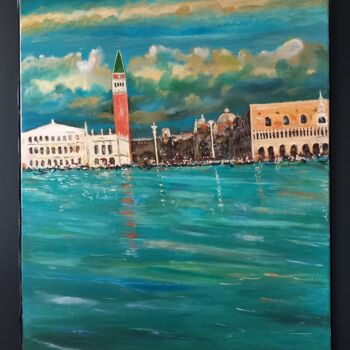 Painting titled "ARRIVEE SUR SAN MAR…" by Christian Garnier, Original Artwork, Acrylic Mounted on Wood Stretcher frame