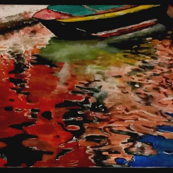 Painting titled "REFLETS MAISONS VEN…" by Christian Garnier, Original Artwork, Acrylic