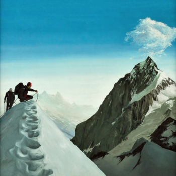 Painting titled "Summit deliverance" by Christian Girault, Original Artwork, Oil