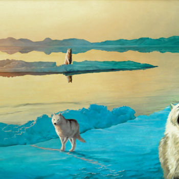 Peinture intitulée "Wolf's domain" par Christian Girault, Œuvre d'art originale, Huile Monté sur Châssis en bois