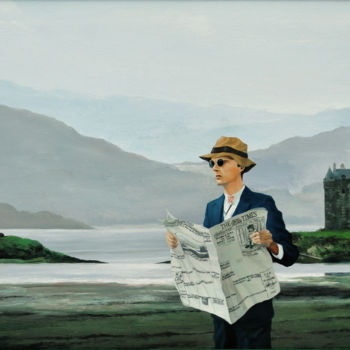 Painting titled "The times of Scotla…" by Christian Girault, Original Artwork, Oil Mounted on Cardboard