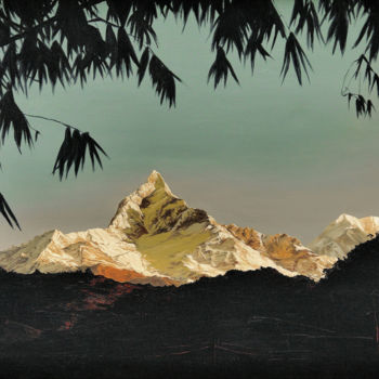 Peinture intitulée "Machhapuchare" par Christian Girault, Œuvre d'art originale, Huile Monté sur Châssis en bois