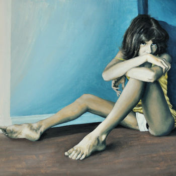Pittura intitolato "Unhappy girl" da Christian Girault, Opera d'arte originale, Olio