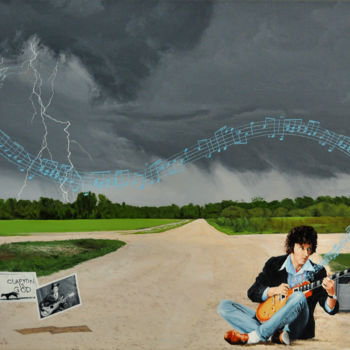 제목이 "Clapton is God"인 미술작품 Christian Girault로, 원작, 기름 나무 들것 프레임에 장착됨
