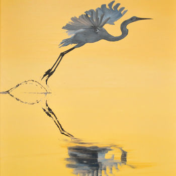Schilderij getiteld "Like a feather" door Christian Girault, Origineel Kunstwerk, Olie