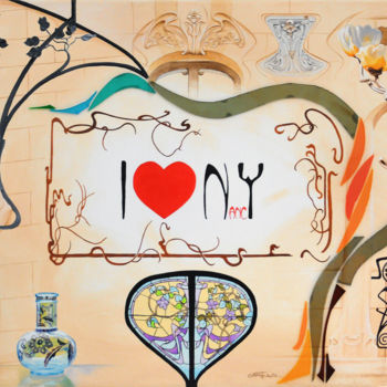 Pittura intitolato "I ♥ NancY" da Christian Girault, Opera d'arte originale, Olio