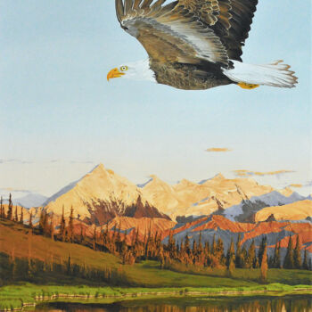「Wilderness」というタイトルの絵画 Christian Giraultによって, オリジナルのアートワーク, オイル ウッドストレッチャーフレームにマウント