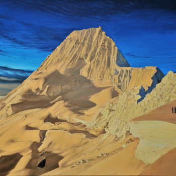 Painting titled "Nevado Alpamayo (Sa…" by Christian Girault, Original Artwork, Oil Mounted on Wood Stretcher frame