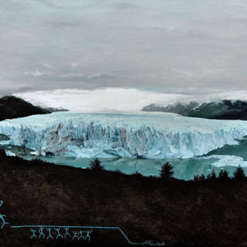 Painting titled "Perito Moreno (Save…" by Christian Girault, Original Artwork, Oil Mounted on Wood Stretcher frame