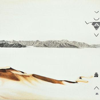 제목이 "The unfolded mirage"인 미술작품 Christian Girault로, 원작, 기름 나무 들것 프레임에 장착됨