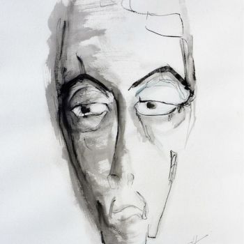 Zeichnungen mit dem Titel "Portrait 1" von Christian Hunziker, Original-Kunstwerk, Tinte