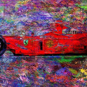 Digital Arts titled "Formule 1" by Christian Lange, Original Artwork, Digital Painting Mounted on Aluminium