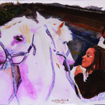 Картина под названием "elisa-mumure-a-pony…" - Christian Leroy Napoli, Подлинное произведение искусства