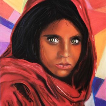 Dibujo titulada "la-femme-afgane-aux…" por Christian Leroy Napoli, Obra de arte original, Tiza