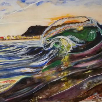 Pintura intitulada "la-vague.jpg" por Christian Leroy Napoli, Obras de arte originais, Aquarela