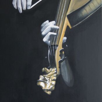 Painting titled "Le violon" by Christian Lopez (Chrislo), Original Artwork, Oil Mounted on Wood Stretcher frame