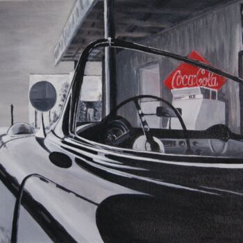Painting titled "Route 66" by Christian Lopez (Chrislo), Original Artwork, Oil Mounted on Wood Stretcher frame