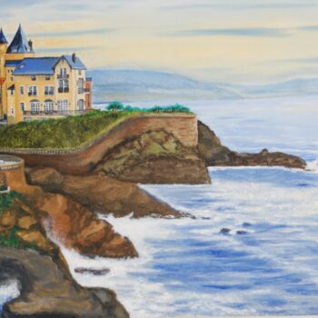 Painting titled "Biarritz" by Christian Lopez (Chrislo), Original Artwork, Oil Mounted on Wood Stretcher frame