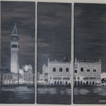 Painting titled "Voyage à Venise" by Christian Lopez (Chrislo), Original Artwork, Oil Mounted on Wood Stretcher frame