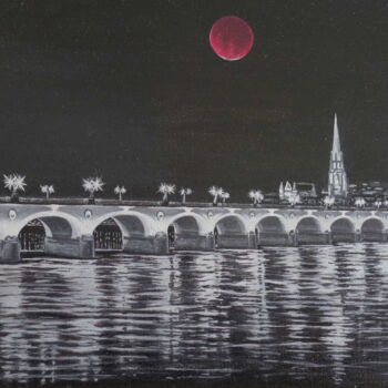 Pittura intitolato "Lune rouge" da Christian Lopez, Opera d'arte originale, Olio