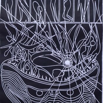 Gravures & estampes intitulée "Apocalypse" par Christian Nouyrigat, Œuvre d'art originale, Linogravures