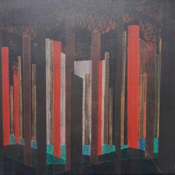 Painting titled "Forêt" by Christian Nouyrigat, Original Artwork, Pigments