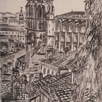 "Cathédrale Saint Je…" başlıklı Baskıresim Christian Nouyrigat tarafından, Orijinal sanat, Gravür