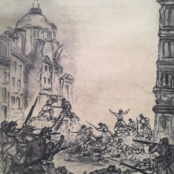 Impressões e gravuras intitulada "Commune de Paris 18…" por Christian Nouyrigat, Obras de arte originais, Gravação