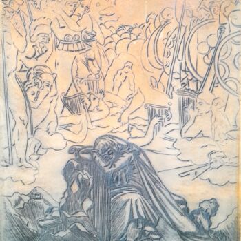 Incisioni, stampe intitolato "Le songe de David" da Christian Nouyrigat, Opera d'arte originale, incisione