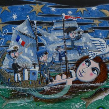 Peinture intitulée "6-le-bateau-sirene-…" par Christian Pendelio, Œuvre d'art originale, Acrylique