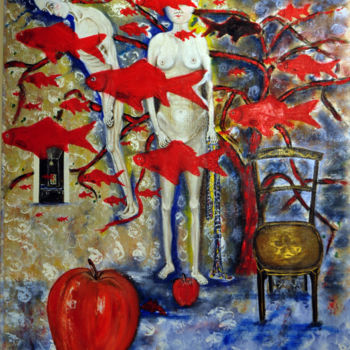 Pittura intitolato "Because of the appl…" da Christian Perez De Carvasal, Opera d'arte originale, Olio