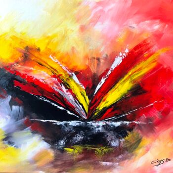 Painting titled "Feux d'Artifice" by Christian Riotte (Crys), Original Artwork, Acrylic Mounted on Wood Stretcher frame