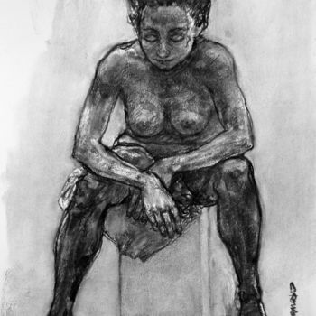 Drawing titled "charcoal 2017 mai 21" by Christian Rolland, Original Artwork, Charcoal