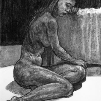 Drawing titled "fusain 2017 10" by Christian Rolland, Original Artwork, Charcoal