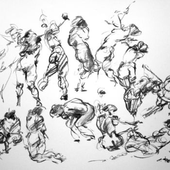 Drawing titled "croquis 2017 oct 2" by Christian Rolland, Original Artwork, Charcoal