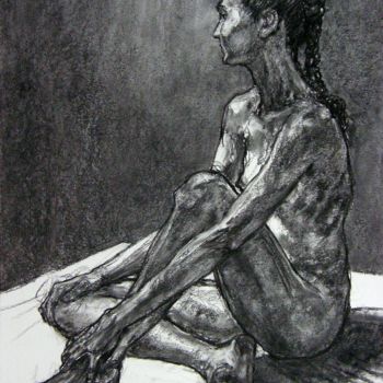 Drawing titled "Académie 2018 1" by Christian Rolland, Original Artwork, Charcoal