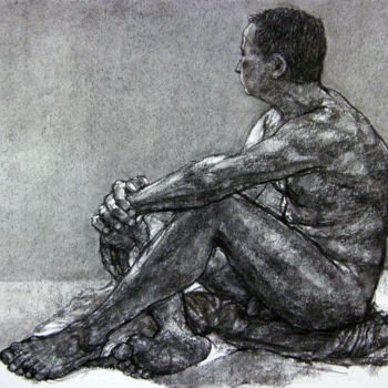 Drawing titled "académie 2018 4" by Christian Rolland, Original Artwork, Charcoal