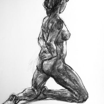 Drawing titled "fusain 2018 mai 14" by Christian Rolland, Original Artwork, Charcoal