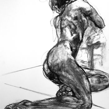 Drawing titled "fusain 2018 mai 16" by Christian Rolland, Original Artwork, Charcoal