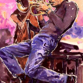 Pintura intitulada "jazz 7" por Christian Rolland, Obras de arte originais, Guache