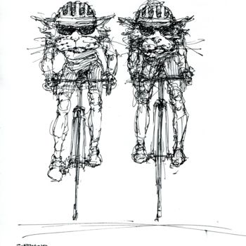 제목이 "vélo 2018 1"인 그림 Christian Rolland로, 원작, 마커
