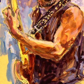 Painting titled "2004 jazz 11" by Christian Rolland, Original Artwork, Gouache