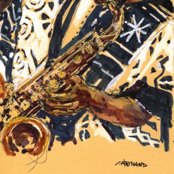 「10,5x21 jazz 22」というタイトルの絵画 Christian Rollandによって, オリジナルのアートワーク, グワッシュ水彩画