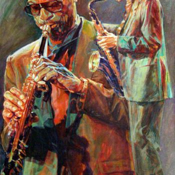 Pittura intitolato "jazz painting 2" da Christian Rolland, Opera d'arte originale, Olio
