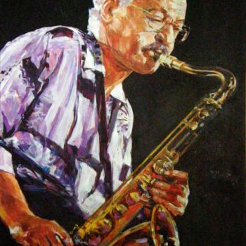 Schilderij getiteld "jazz painting 10" door Christian Rolland, Origineel Kunstwerk, Olie