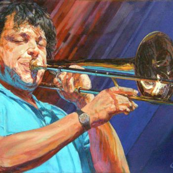 Painting titled "jazz painting 6" by Christian Rolland, Original Artwork, Oil