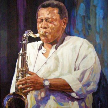 Painting titled "jazz painting 14" by Christian Rolland, Original Artwork, Oil