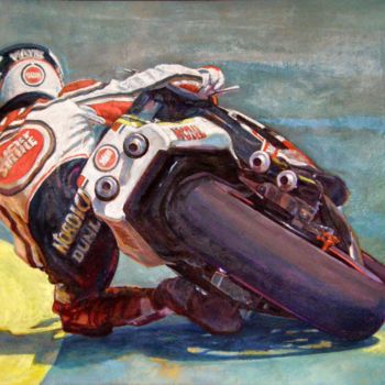 Peinture intitulée "moto speed 1" par Christian Rolland, Œuvre d'art originale, Huile